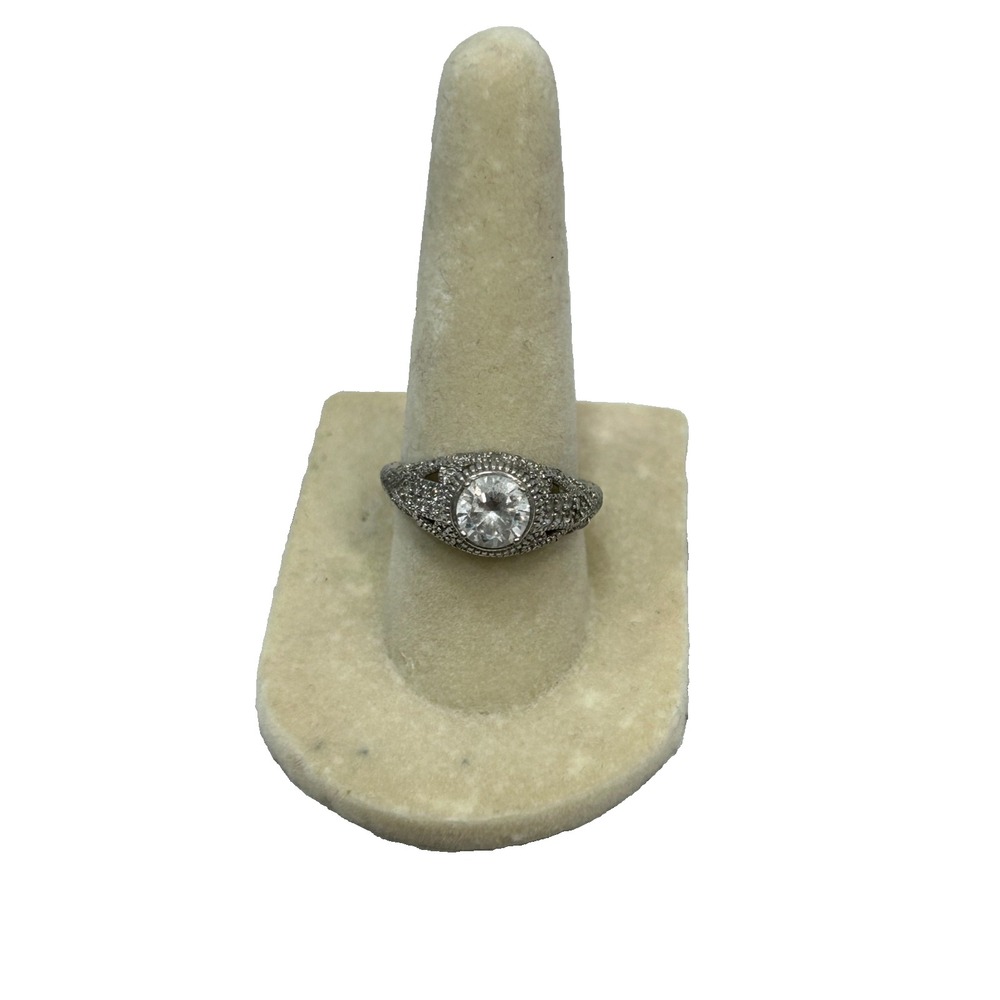 925 Sterling Silver Ring Round‎ White CZ Halo Engagement Jewelry Fashion Size 7